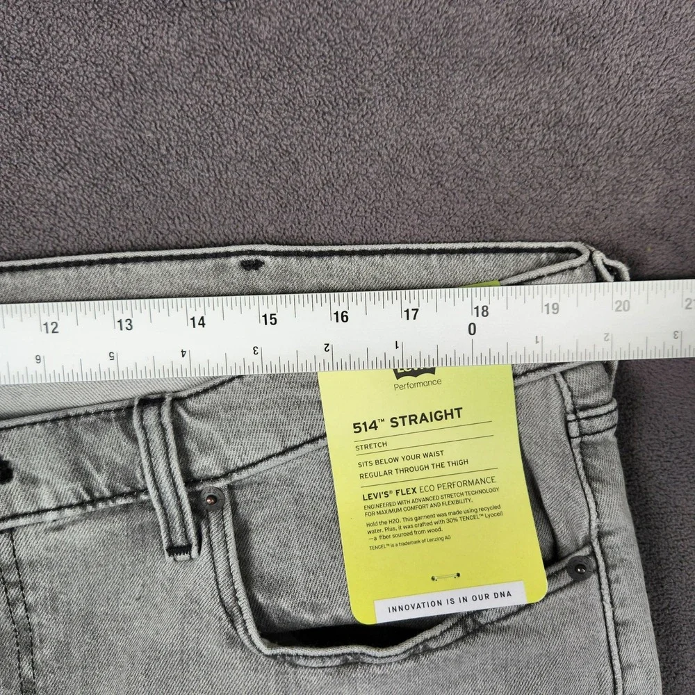 Levis 514 Straight Jeans‎ Mens 38x30 Clouded Grey Mist Flex Eco Performance NEW